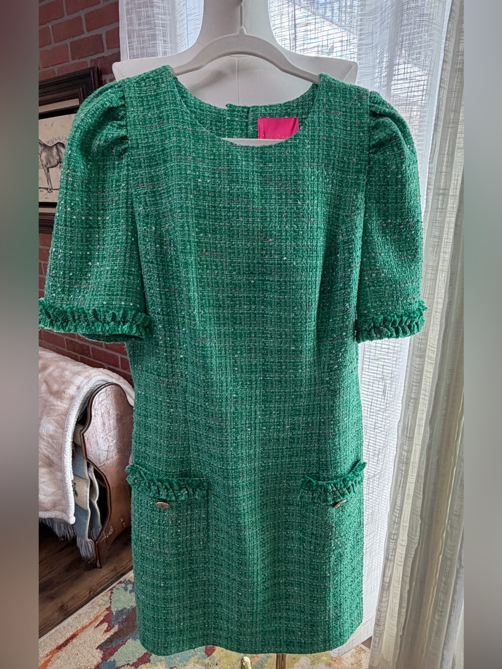 EUC Lilly Pulitzer Ryner Bouclé Tweed Minidress. Kelly Green Size 10